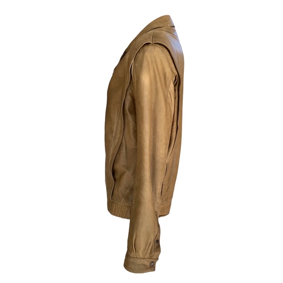 M Julian for Wilson’s Leather Tan Distressed Leather Bomber/Aviator Jacket - Picture 4 of 16